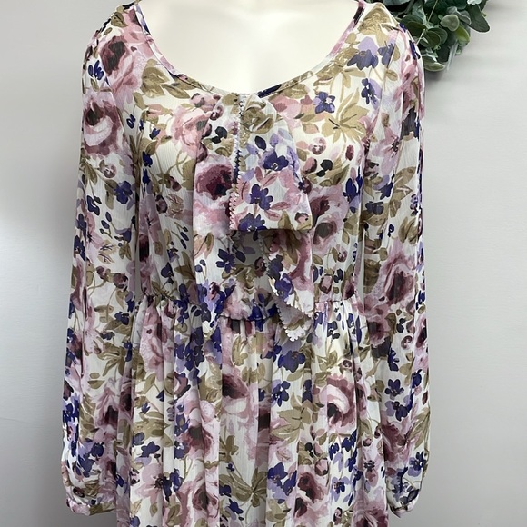 LC Lauren Conrad Runway Sheer Floral Long Sleeve Maxi Dress 4 - Picture 2 of 16